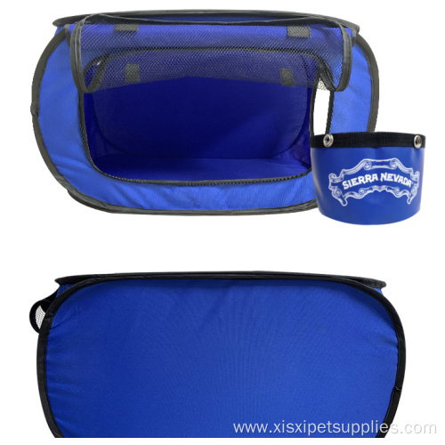 Polyester breathable feeding water bowl foldable pet cage